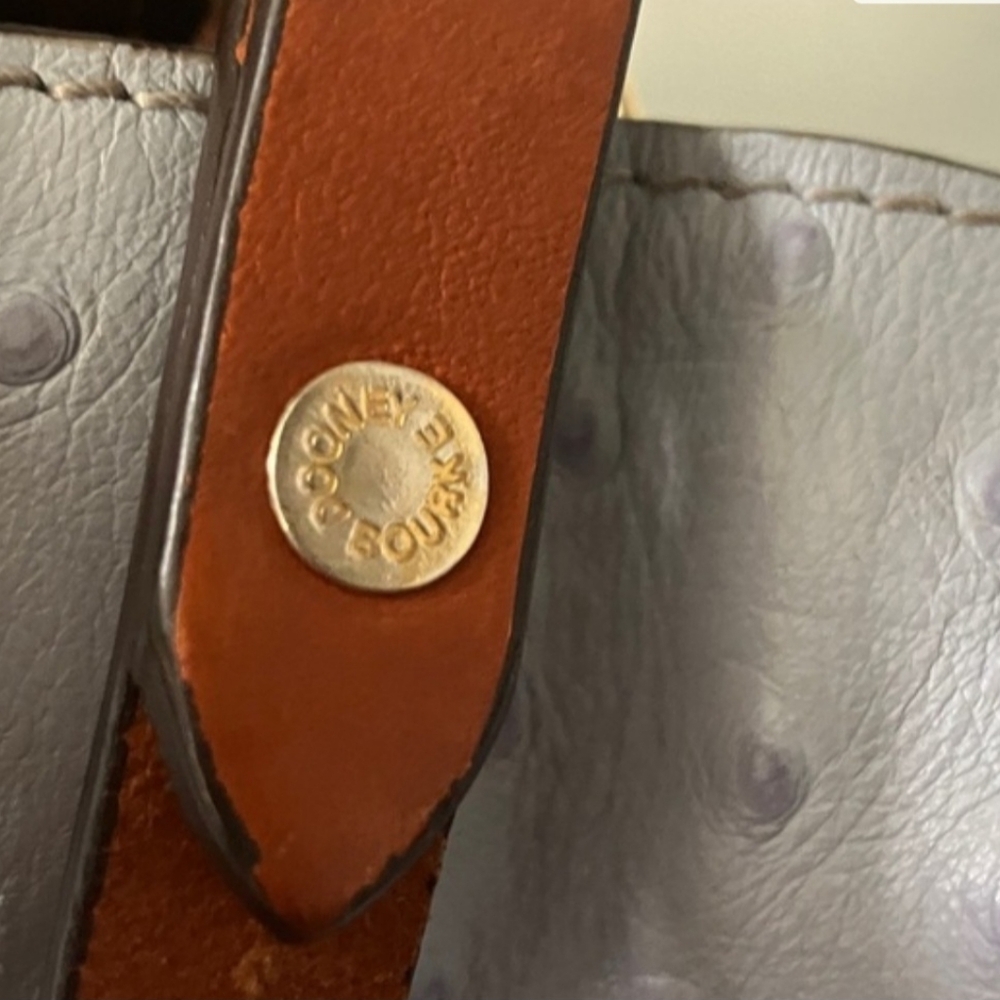 Vintage Dooney&Bourke Light Blue/Gray Embossed Ostrich Small FLYNN Shoulder Bag - Picture 6 of 12